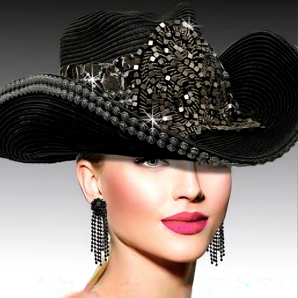 Stunning Couture Handcrafted Black Extravagantly Beads and Rhinestone Co…